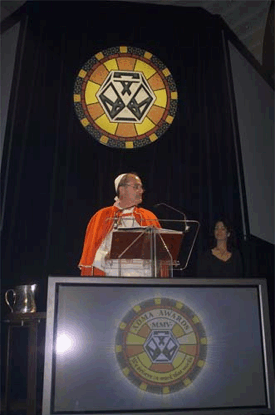 ADMA Annual Awards 2005 with faux Pope at the podium / altar