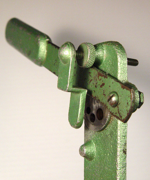 Hand-operated cutter for short lengths of tubular material - maybe dowel cutter - QSC Model A2, maybe made in Australia