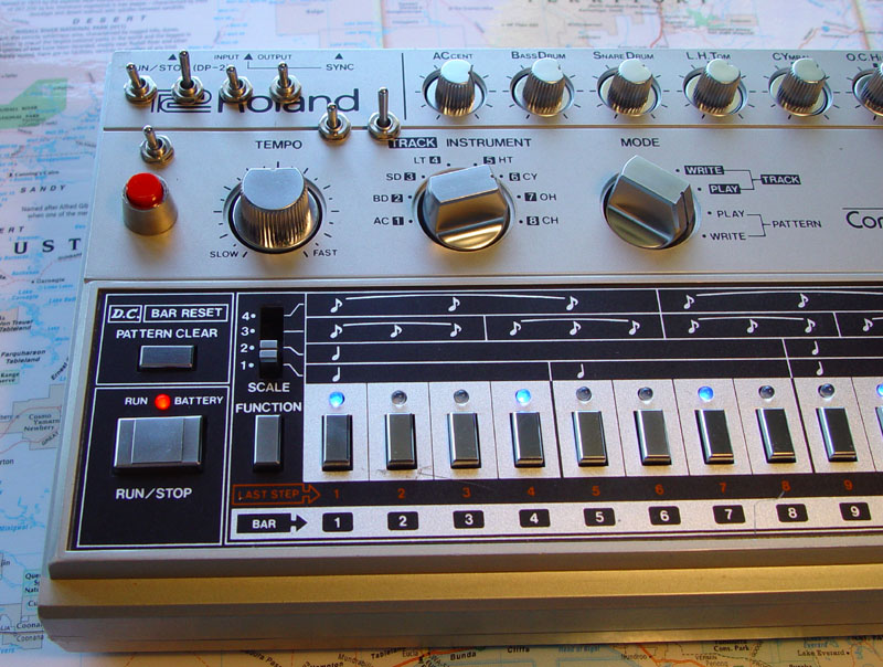 Roland TR-606 drum machine with Real World Interfaces modifications