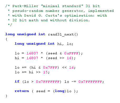 distortion declare the end Park-Miller-Carta Pseudo-Random Number Generators