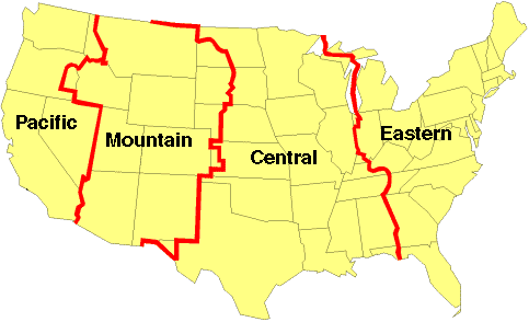 USA timezones - map liberated from eBay