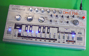 Devil Fish modified TB-303 with white LEDs