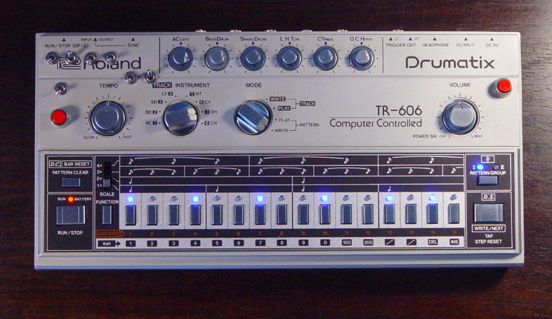 Roland TR-606 drum machine with Real World Interfaces modifications